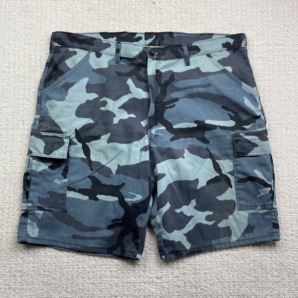 VTG Big Al Military Blue Camo Cargo Shorts Size 42 Baggy Y2K Skater Canada Made* - Picture 1 of 16